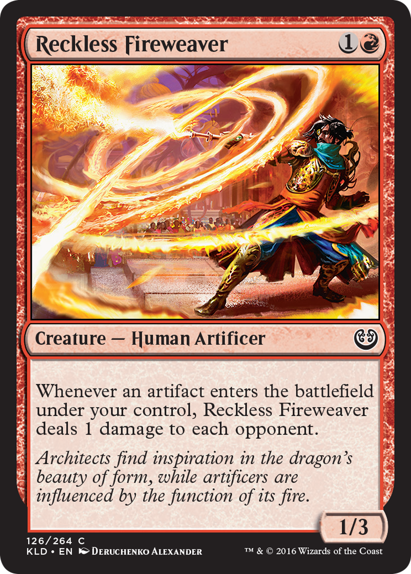 Reckless Fireweaver. Card art by Deruchenko Alexander.
